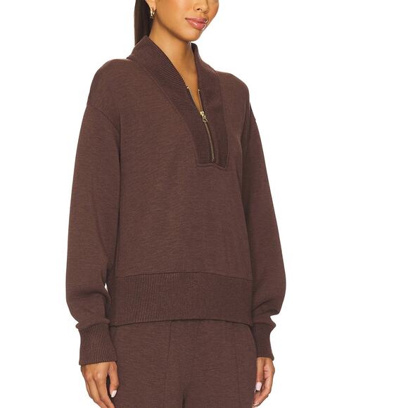 Varley Tops - Varley Cozy Brown Sally Half Zip Sweatshirt Size S